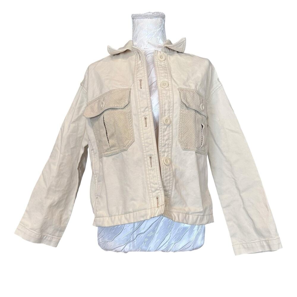 Madewell Cream Mixed Texture Utility Jacket Ruffle XXS